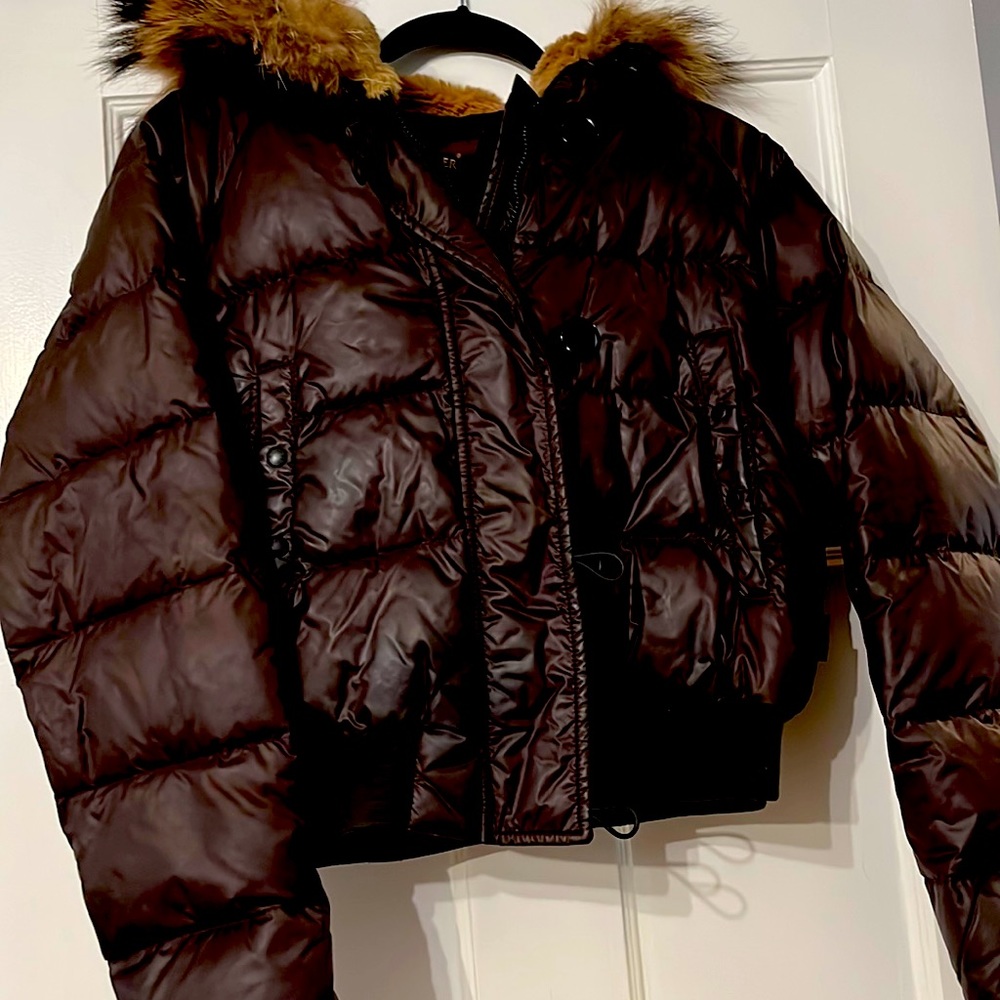 Moncler winter jacket with hood and fur excellent condition original moncler